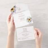 Islamitische WEDING NIKAH WALLIMAH Gold Floral All In One Uitnodiging (Afscheurbaar)