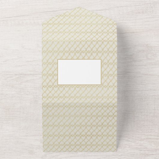 Islamitische WEDING NIKAH WALLIMAH Gold Floral All In One Uitnodiging (Buitenkant)