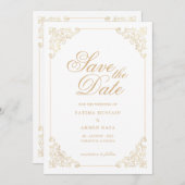 Islamitische witte Save The Date- aankondigingskaa Save The Date (Voorkant / Achterkant)