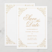 Islamitische witte Save The Date-aankondigingskaar Date (Voorkant / Achterkant)