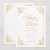 Islamitische witte save the date-aankondigingskaar date (Voorkant / Achterkant)