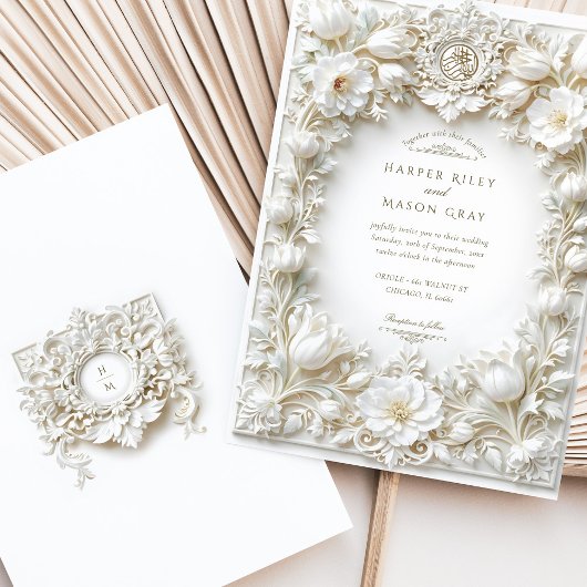 Islamitische witte tulpen faux in reliëf kaart