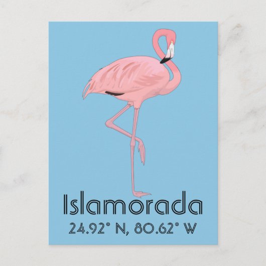 Islamorada FL Keys Flamingo Breedtegraad Lengtegra Briefkaart (Voorkant)