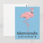 Islamorada FL Keys Flamingo Latitude Longitude Briefkaart (Voorkant / Achterkant)