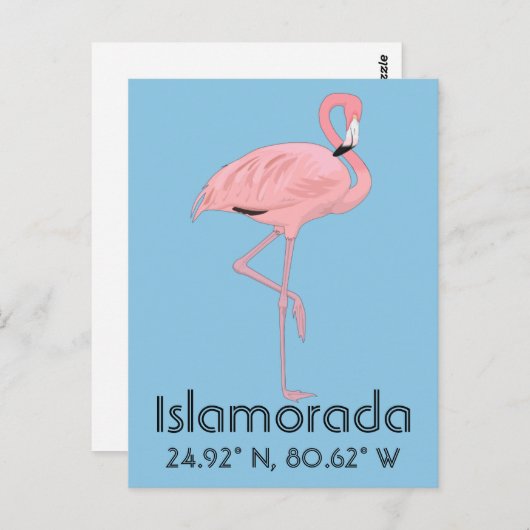 Islamorada FL Keys Flamingo Latitude Longitude Briefkaart (Voorkant / Achterkant)