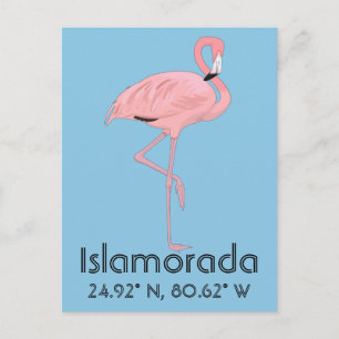 Islamorada FL Keys Flamingo Latitude Longitude Briefkaart