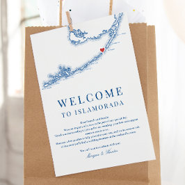Islamorada FL Navy Blue Wedding Welkomstroute Bedankkaart