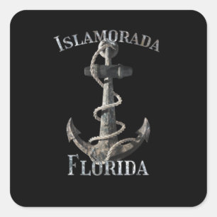 Islamorada Florida Keys Vacation Nautical Anchor Vierkante Sticker