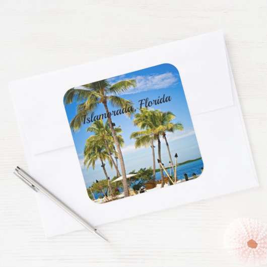Islamorada, Florida Palm Trees Vierkante Sticker (Envelop)