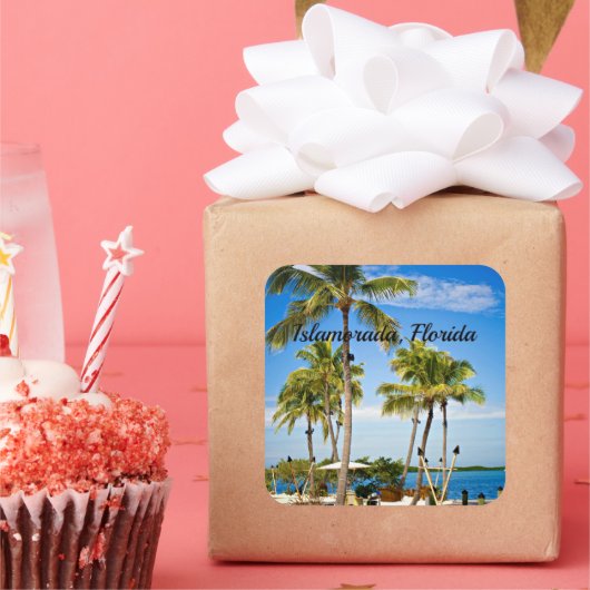 Islamorada, Florida Palm Trees Vierkante Sticker (Feest)