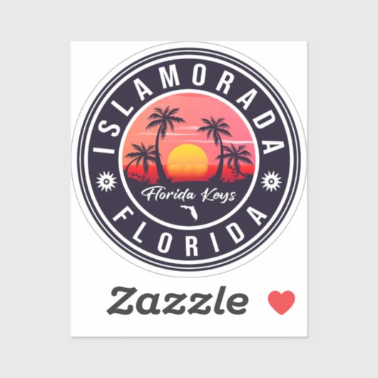 Islamorada Florida Retro Sunset Beach Souvenir jar Sticker (Vel)