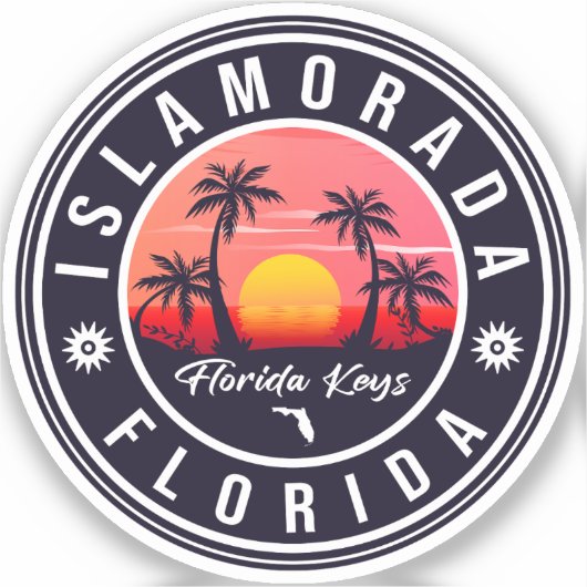 Islamorada Florida Retro Sunset Beach Souvenir jar Sticker (Voorkant)