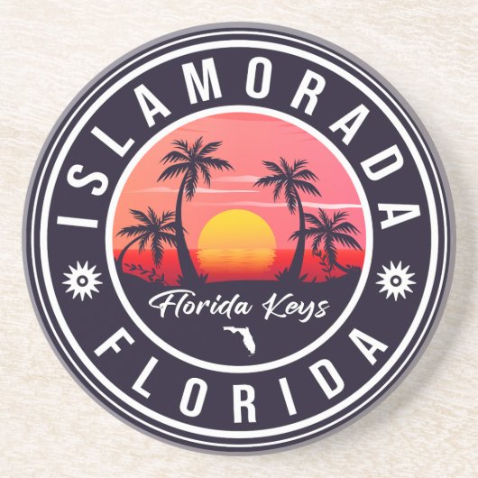 Islamorada Florida Retro Sunset Beach Souvenir jar Zandsteen Onderzetter (Voorkant)