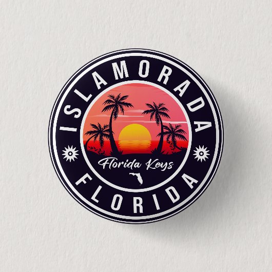 Islamorada Florida Retro Sunset Beach Souvenirs Ronde Button 3,2 Cm (Voorkant)