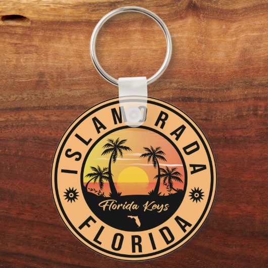 Islamorada Florida Retro Sunset Beach Souvenirs Sleutelhanger (Achterkant)