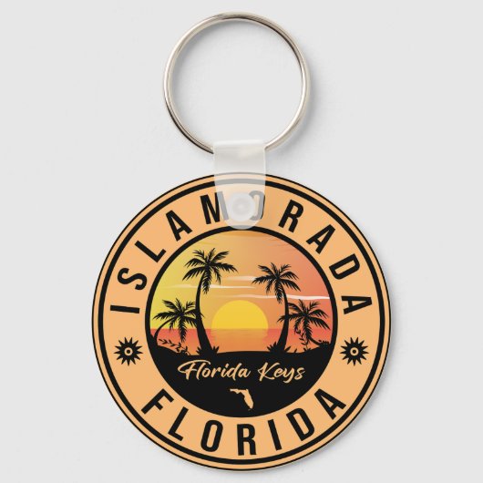 Islamorada Florida Retro Sunset Beach Souvenirs Sleutelhanger (Achterkant)