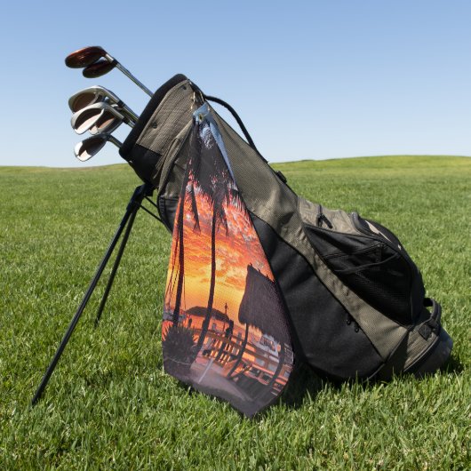 Islamorada, Florida zonsondergang Golfhanddoek (Groen)