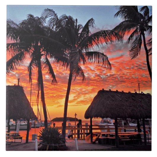 Islamorada, Florida zonsondergang Tegeltje (Voorkant)