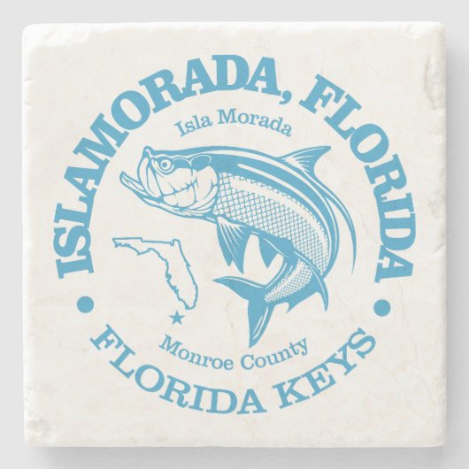 Islamorada (tarpon) stenen onderzetter (Voorkant)