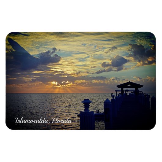 Islamoralda Florida Zittend op de Dock Sunrise Magneet (Horizontaal)