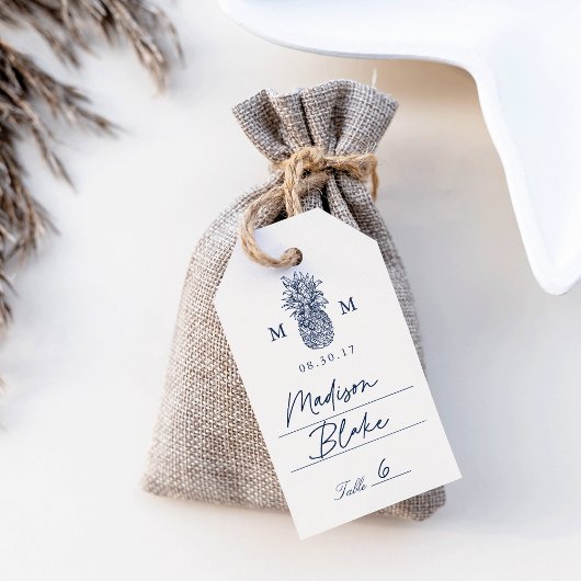 Island  Ananas Monogram Plaatskaarten Cadeaulabel