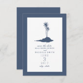 Island Beach Wedding Save the Date - Donkerblauw (Voorkant / Achterkant)