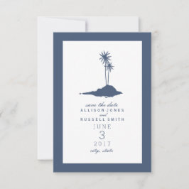 Island Beach Wedding Save the Date - Donkerblauw