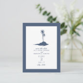 Island Beach Wedding Save the Date - Donkerblauw Aankondigingskaart (Staand voorkant)