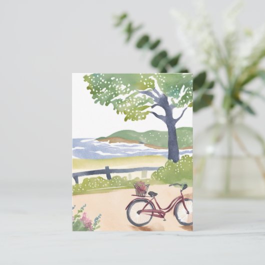 Island Bike Ride | Martha's Vineyard Waterverf Briefkaart (Staand voorkant)