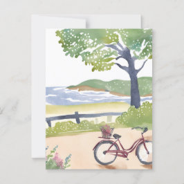 Island Bike Ride | Martha's Vineyard Waterverf Briefkaart