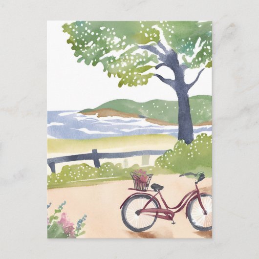 Island Bike Ride | Martha's Vineyard Waterverf Briefkaart (Voorkant)