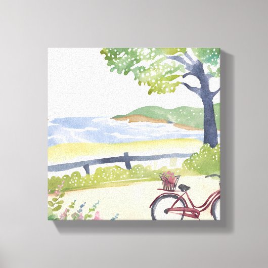 Island Bike Ride | Martha's Vineyard Waterverf Canvas Afdruk (Voorkant)