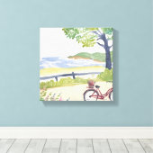 Island Bike Ride | Martha's Vineyard Waterverf Canvas Afdruk (Insitu (Houten vloer))