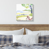 Island Bike Ride | Martha's Vineyard Waterverf Canvas Afdruk (Insitu (Slaapkamer))