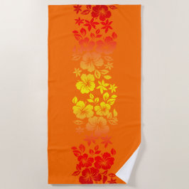 Island Blend Hawaiian Hibiscus Floral - Oranje Strandlaken