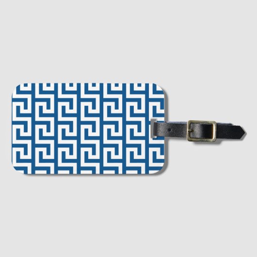 Island Blue Greek Key Baggage Labels (Voorkant (horizontaal))