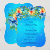 Island Blue yellow Hibiscus Tropical Floral Party Kaart (Voorkant / Achterkant)