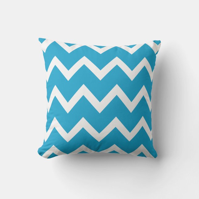 Island Blue Zigzag Chevron Pattern Kussens (Voorkant)