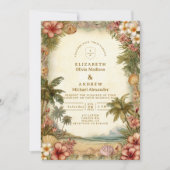 Island Botanical Floral Wedding Kaart (Voorkant)