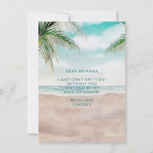Island Breeze be My Maid of Honor proposal Kaart (Achterkant)
