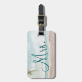Island Breeze Beach Custom Huwelijksreis Mrs Bagagelabel (Voorkant verticaal)