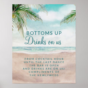 Island Breeze Beach Weddenschap Open Bar Teken Poster