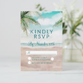 Island Breeze geschilderd strand bruiloft RSVP ant Kaartje (Staand voorkant)