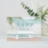 Island Breeze geschilderd strand bruiloft RSVP Rea Kaartje (Staand voorkant)