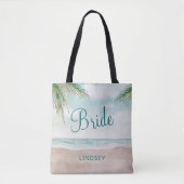 Island Breeze geschilderd strand scène bruiloft br Tote Bag (Voorkant)