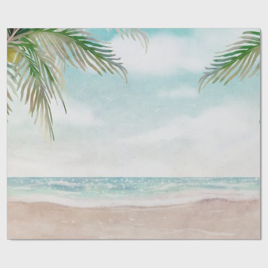 Island Breeze geschilderd strand scène bruiloft Cadeaupapier (Vlak)
