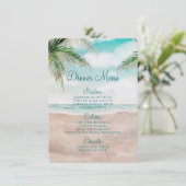Island Breeze geschilderd strand scène bruiloft di Menu (Staand voorkant)