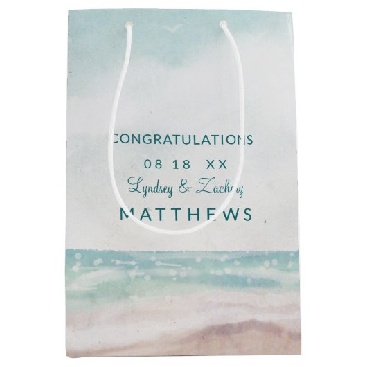 Island Breeze geschilderd strand scène bruiloft Medium Cadeauzakje (Voorkant)