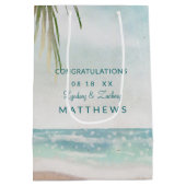 Island Breeze geschilderd strand scène bruiloft Medium Cadeauzakje (Achterkant)