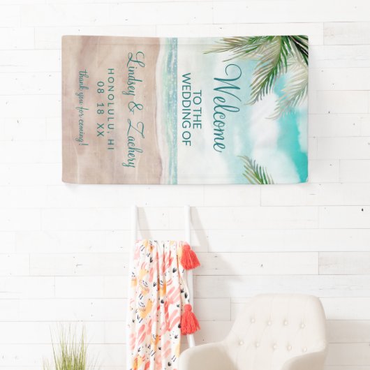 Island Breeze geschilderd strand scène bruiloft we Spandoek (Insitu)